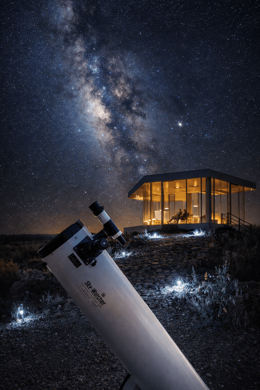 20260116_1343_Image Generation_remix_01kf3d8k2kf50twkg93kbpx8b3 (1) La Casa de Cristal del Desierto de Gorafe con un cielo lleno de estrellas